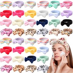 48 Pieces Spa Headband Bulk Bow Hair Band Facial Makeup Headbands Fluffy Plus…