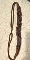 Braided Fabric Headband with Metal Clasp, Adjustable, Brown Purple Red, Bohemian