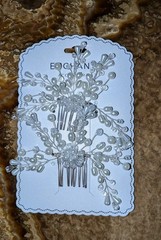 2 Pearl & Crystal Bridal Comb White Flower Special Occasion Hair Comb