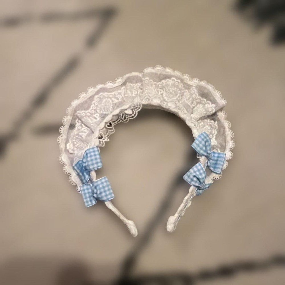 Cafe Headband with Gingham Ribbon and Organza Used