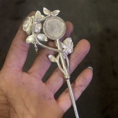 Ethnic Inlaid Hair Stick Silver Plated Hair Accessory Headpiece