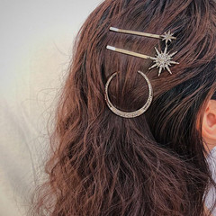 6 Pieces Rhinestone Stars Moon Hair Clips Vintage Star Hairpins Crystal Decor…