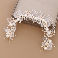 Big Flower White Pearl Crystal Hair Head Band Accessories Bridal Wedding