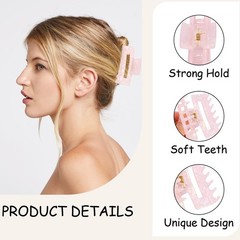 Vovii 4Pcs Acrylic Claw Clips for Women Hair Beige, Green, Pink, Blue