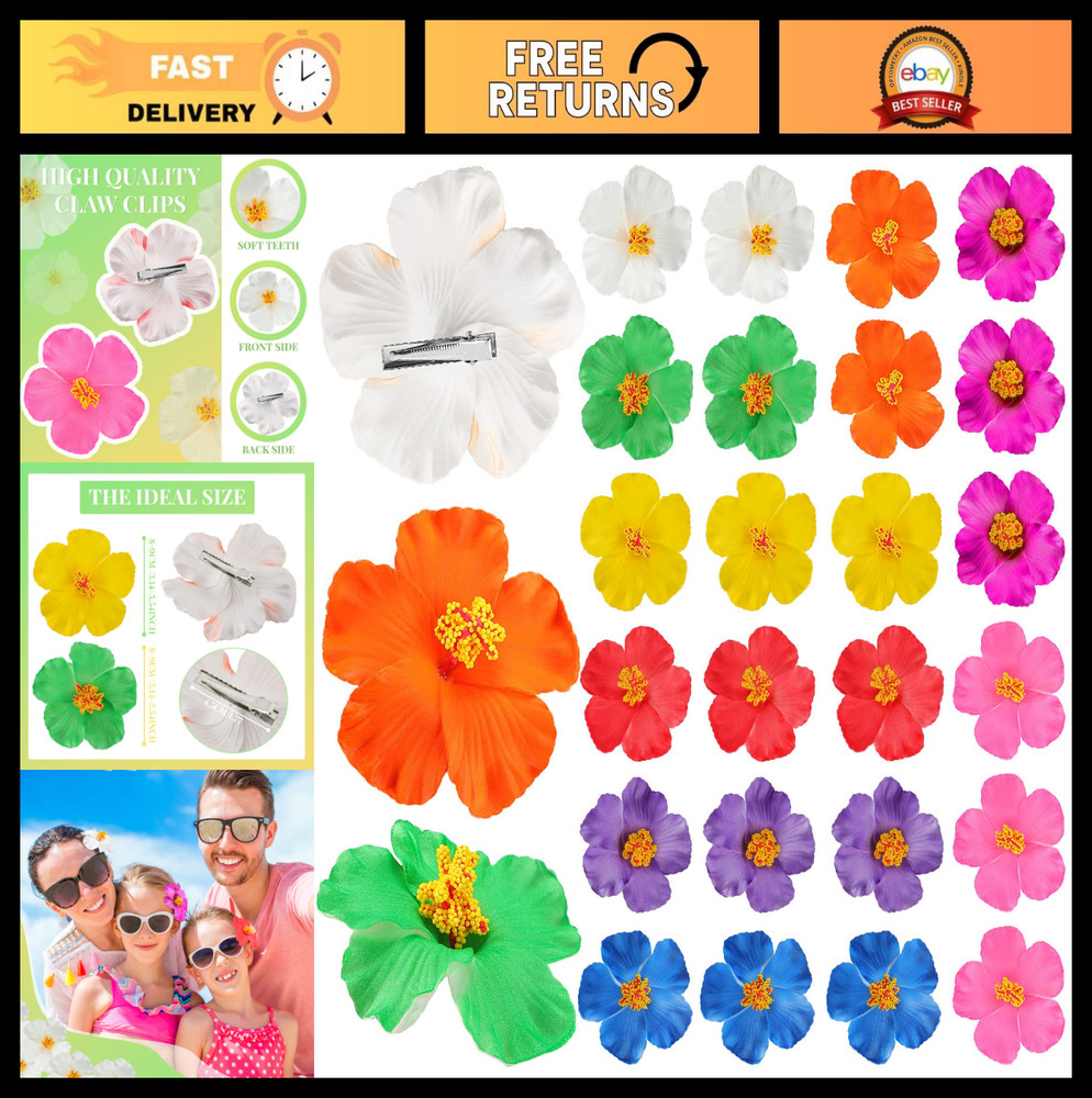 27 Pcs Hawaiian Flower Hair Clips – Hibiscus Foam Accessories for Weddings, Part