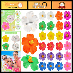 27 Pcs Hawaiian Flower Hair Clips – Hibiscus Foam Accessories for Weddings, Part