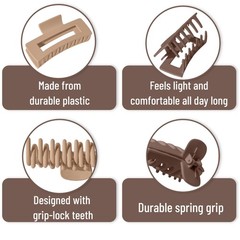 Ms. Pen- Large Hair Clips for Women, 4.3 Inch, 8 Pack, Boho Essence