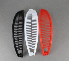 Black White Red 3 banana hair clips comb claw teeth plastic 7″long around curve