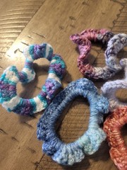 Lot Of 10 Hand Crocheted Ponytail Holsers. Multi-Colored. All New Material.