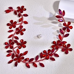Bling Luxury Red Bridal Rhinestone Hair Vine Head Piece Prom Wedding Accessory