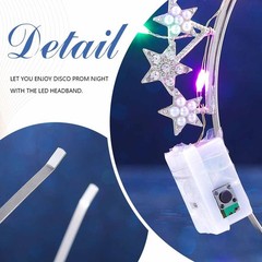 DRESBE Light Up Star Headband LED Rhinestone 1 Count (Pack of 1), Silver