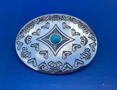 Western Equestrian Antique Silver HAIR BARRETTE CONCHO STYLE