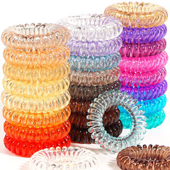24Pcs Spiral No Crease Coil Hair Ties Transparent Waterproof Ponytail Holders
