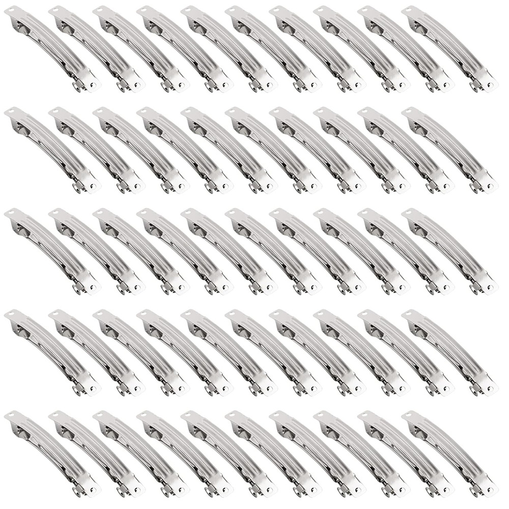 , French Barrette Iron Rectangle Hair Clips for DIY Clip Craft Bows (50 Pack, 2