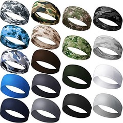 18 Pcs Camo Sweatbands for Men & Women – Non-Slip Fitness Headbands, Breathable