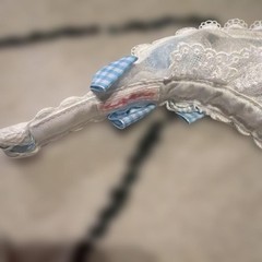 Cafe Headband with Gingham Ribbon and Organza Used