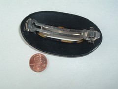 VINTAGE FRENCH FAUX TORTOISE SHELL & BLACK LUCITE HAIR BARRETTE HAIR ACCESSORY