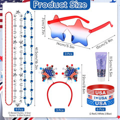 4Th of July Accessories Set – Red White and Blue Headband Star Sunglasses Neckla