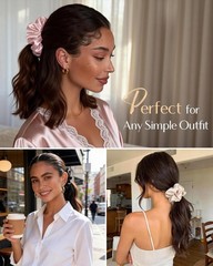 100% Mulberry Silk Scrunchies for Hair Care, No Damage Silk Hair Ties for Wom…
