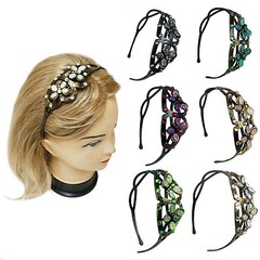 Gold Silver Burnished Headband Butterfly Heart Beads Acrylic Stones
