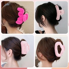 Yonchic 4-Piece Faux Fur Hair Accessories, 4 Count (Pack of 1), Pink