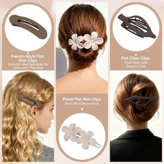 10 Pcs Flat Hair Clips for Women, 3 Styles Matte No Bump Claw Multicolor
