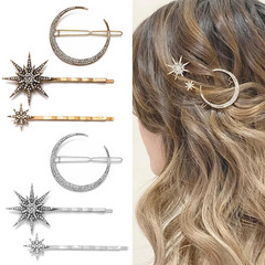 6 Pieces Rhinestone Stars Moon Hair Clips Vintage Star Hairpins Crystal Decor…