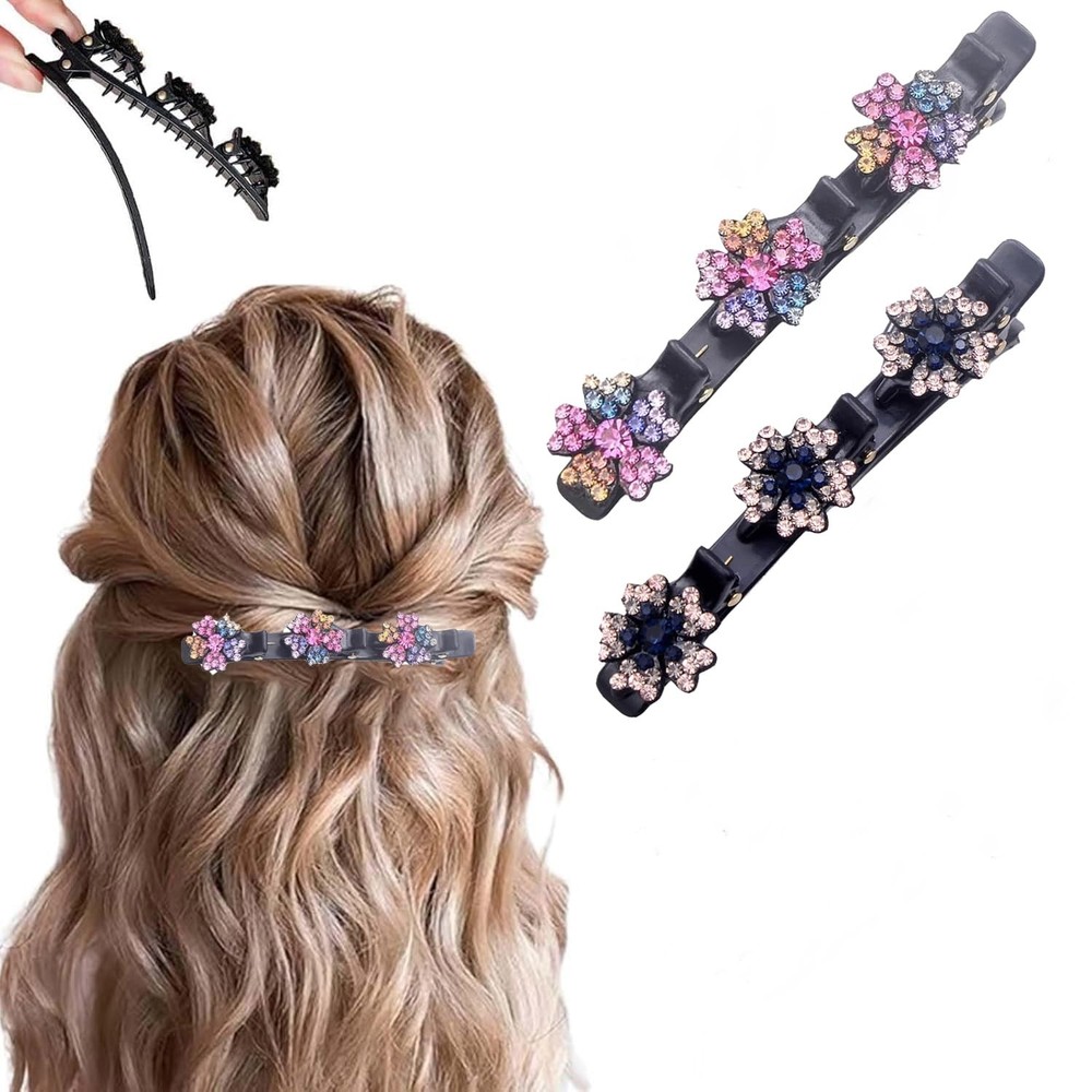 PreciRise 2 Pcs Sparkling Crystal Stone Braided 2 Count (Pack of 1), Color L