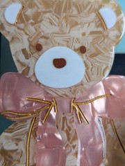 Piper K Teddy Bear Pink Bow Hair Claw Clip