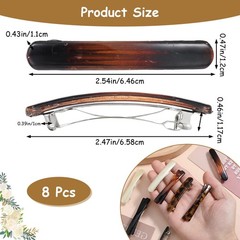 8Pcs French Barrette Hair Clips Small Tortoise Shell Hair Clip Acetate French…