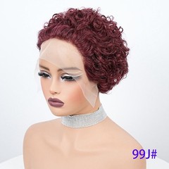 1cmx13cm Lace Frontal 100% Human Hair Wavy Pixie Cut Full Wig for Women,9 colors