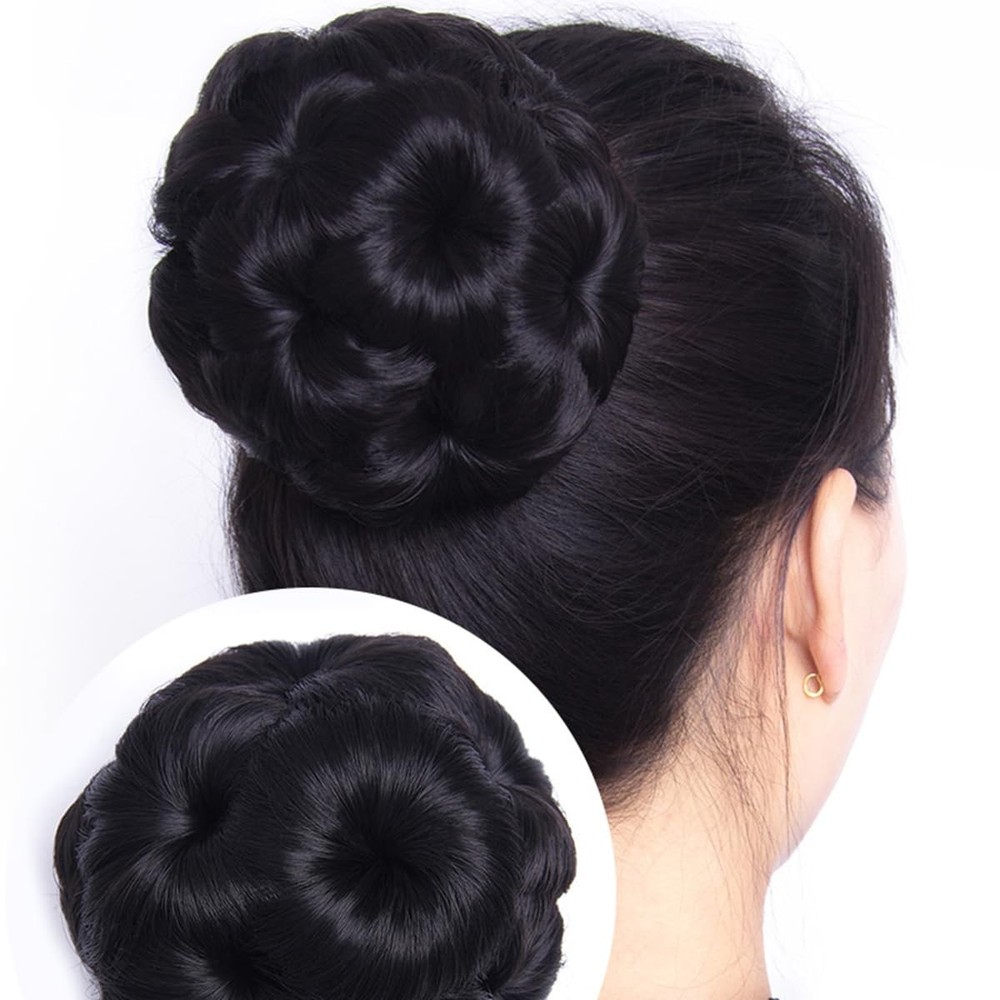 Beavorty Jaw Clip Bun Hair Chignon Donut Extension Black Wig