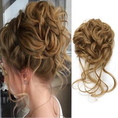 Synthetic Messy Curly Hair Bun Elastic Scrunchie Fluffy Hair Piece for Women