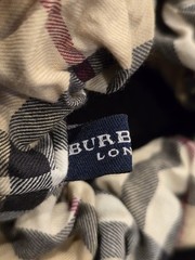 Rare HTF Burberry London Tan Nova Check With Red Maroon Trim Hair Scrunchie