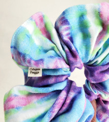 Handmade Women’s Scrunchies XL Purple Cotton Snuggle Flannel Tie Dye Print New