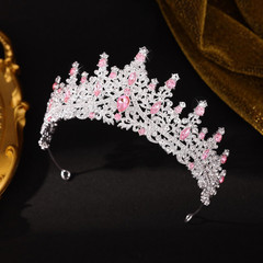 Pink Tiara for Women Crystal Queen Crowns Rhinestone Princess Silver