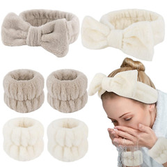 6PCS Spa Headband and Wristband Set, Face Wash Headband Makeup Skincare Headband