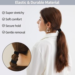 150PCS Seamless Black Hair Ties for Thick & Thin Hair, Ponytail Holders Women