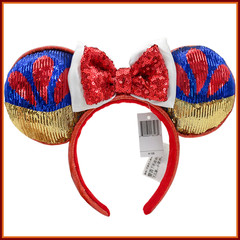 Disney` Park Minnie Mouse Ears Snow White Princess Red Sequin Bow Shiny Headband