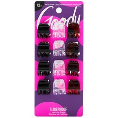 Goody Small Basic Half-Claw Hair Clips, 12-Count – 3-Prong Claw Clips for All Ha