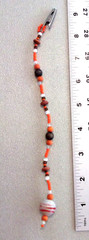 NEW NOS Handmade Hanging ORANGE WHITE BROWN BEADS Fashion Metal ROACH HAIR CLIP