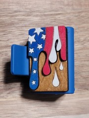Hand Painted Wood Cut Americana Patriotic Stars And Stripes Claw Clip 2″