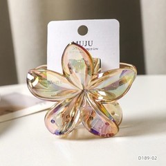 MUJU Flower Hair Claw Clip 8cm Plastic Glossy Solid Pattern Multicolor 7 PcsD189