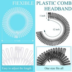 WILLBOND 14 Pcs Flexible Stretch Headbands – Circular Tooth Hair Combs, Plast…