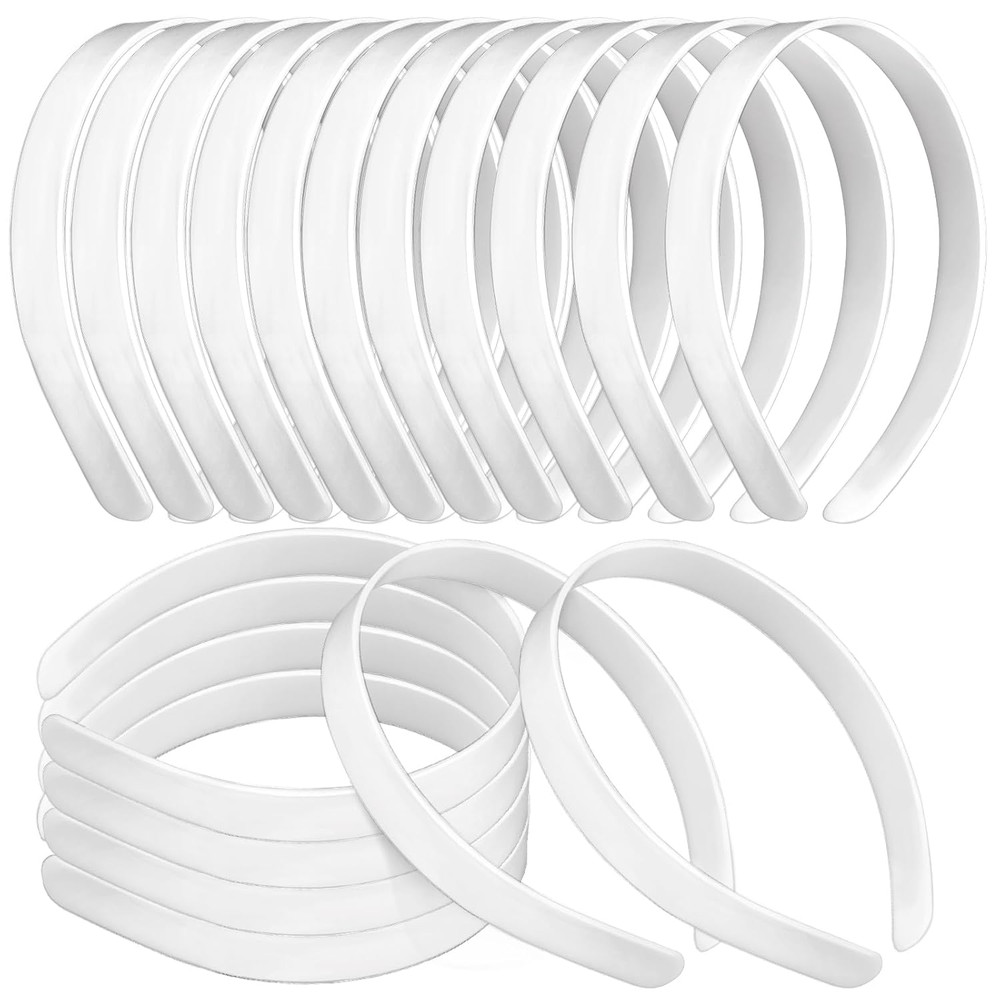 50PCS 1/2 Inch Plain Plastic Headbands for Girls No Teeth DIY Hair Accessories,