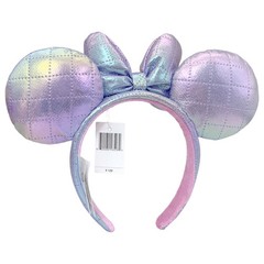 Disney-Parks Shimmering Purple Minnie Mouse Ears Headband with Quilted Bow