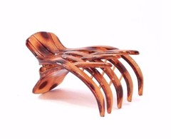 French Hand Painted Animal Print Hair Claw 2.5 x 3 Inches Celluloid Tortoise P04