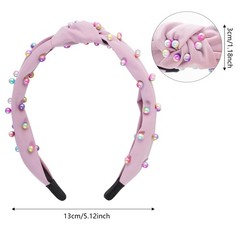 Pearl Knotted Headbands For Women Black White Pink Jeweled Hairbands 3 PCS
