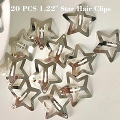 20 PCS 1.22″ Star Hair Accessories – Non-Slip Metal Snap Clips and Barrettes