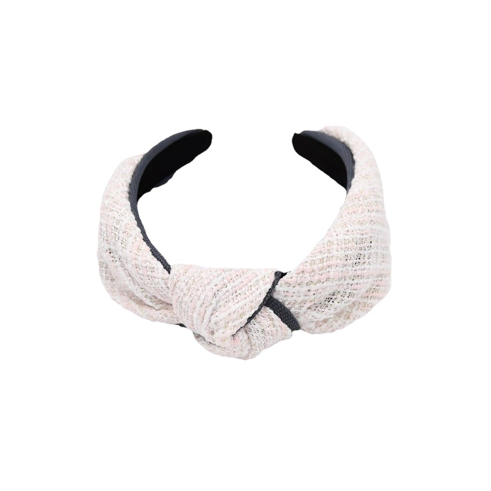 Pink And Grey Tweed Knitted Headband